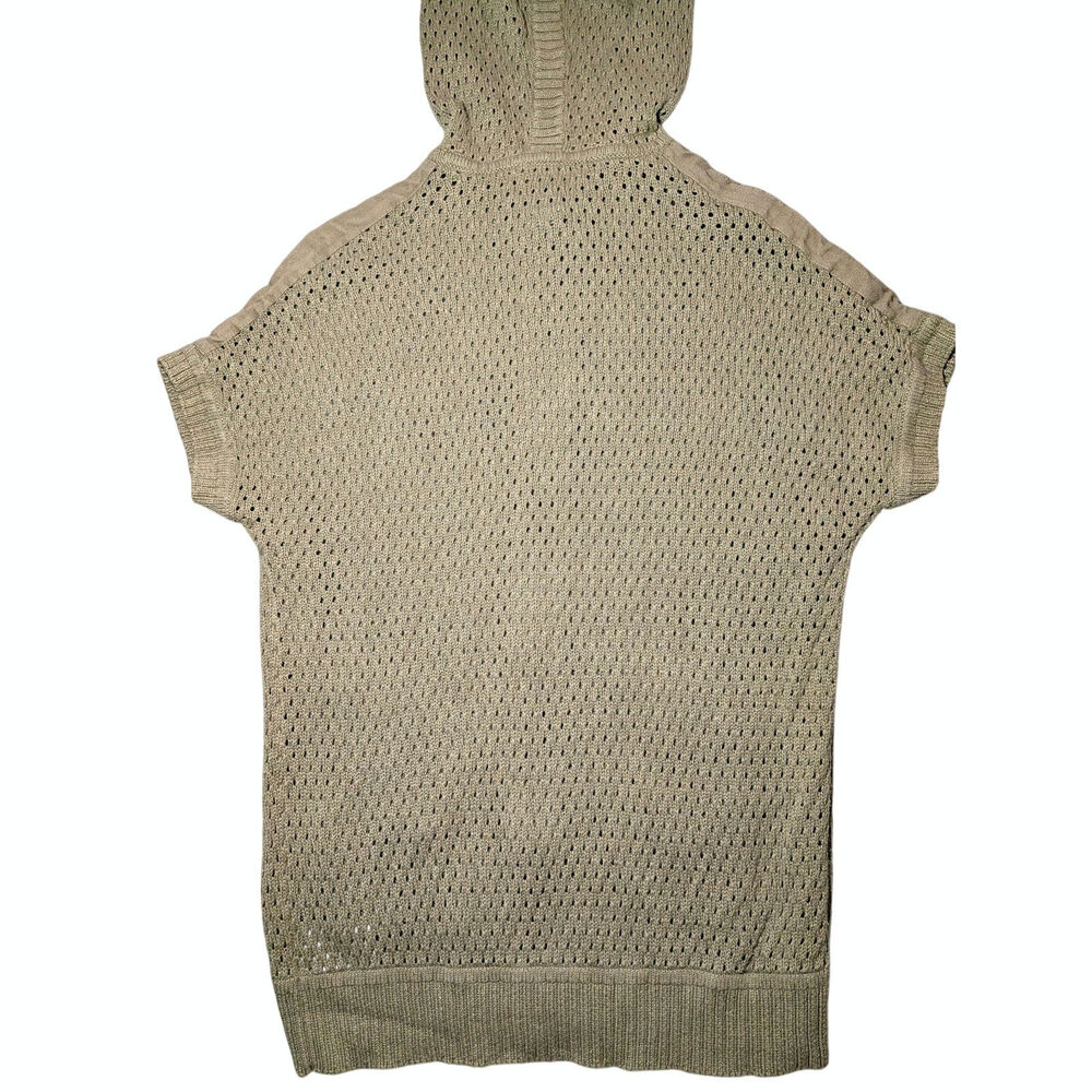Vintage Eddie Bauer Women’s M Hooded Open Knit Zip Front Sweater Vest Cardigan - Picture 5 of 11
